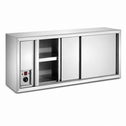 Commercial wall-mounted heated plate cabinet with warm air circulation for plates bowls and tableware