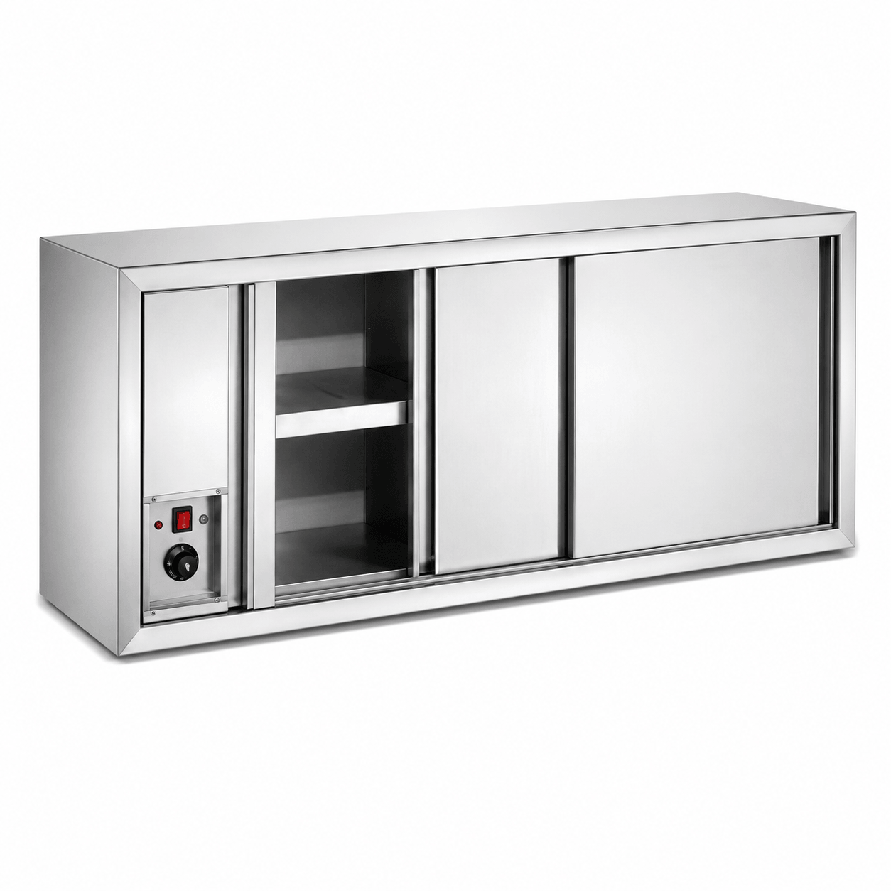 Commercial wall-mounted heated plate cabinet with warm air circulation for plates bowls and tableware