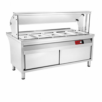 CE-certified stainless steel bain-marie food warming cabinet for canteens and hotels