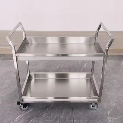 Commercial Stainless Steel Trolley with Security Guardrails & Deepened Trays