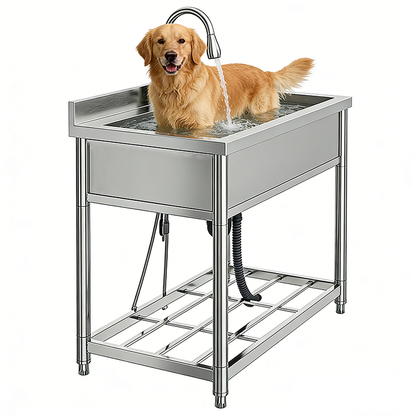 Commercial Stainless Steel Prep Sink with Customizable Under-shelf