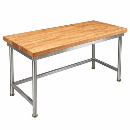 SENFON commercial wooden top stainless steel worktable for bakery and dough preparation