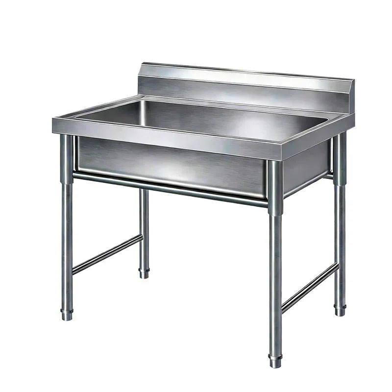 Stainless steel commercial sink with worktable for industrial kitchens