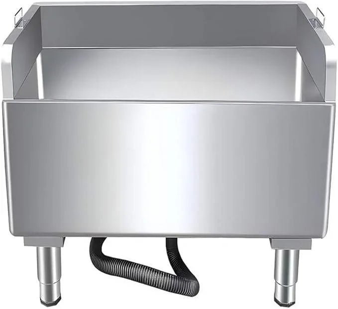 Stainless steel commercial sink with drain hose, ideal for industrial kitchens