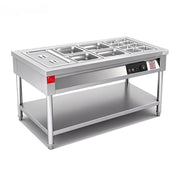 Open base bain-marie food warmer table with GN pan layout for canteens and restaurants