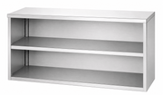 Stainless steel wall cabinet with hinged door and glass door options