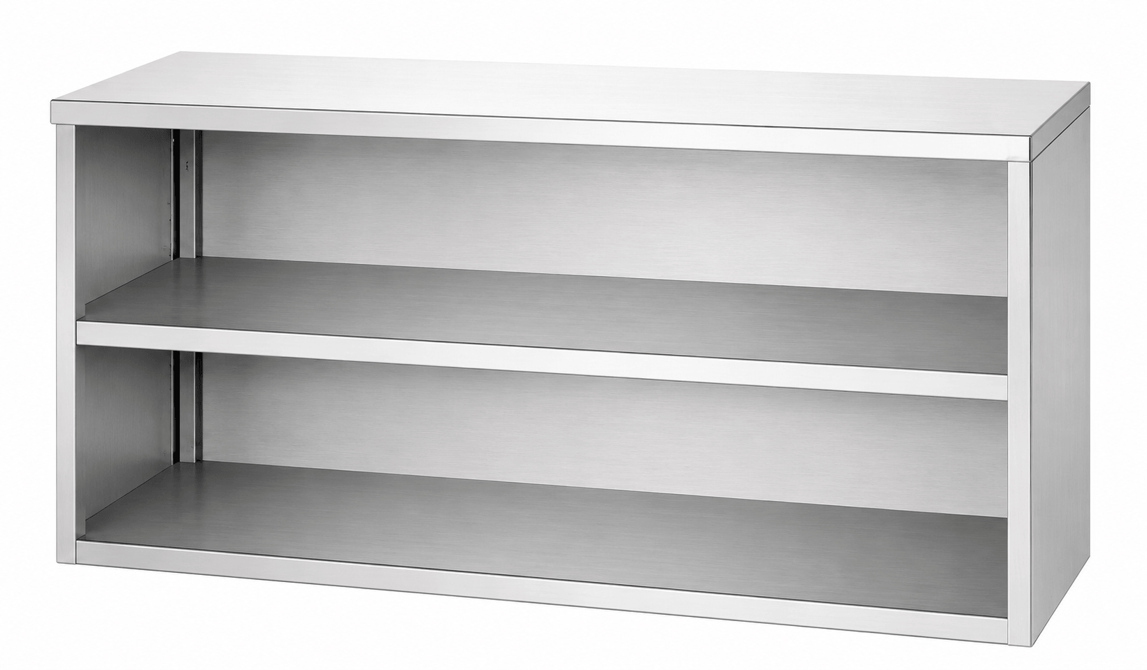 Stainless steel wall cabinet with hinged door and glass door options