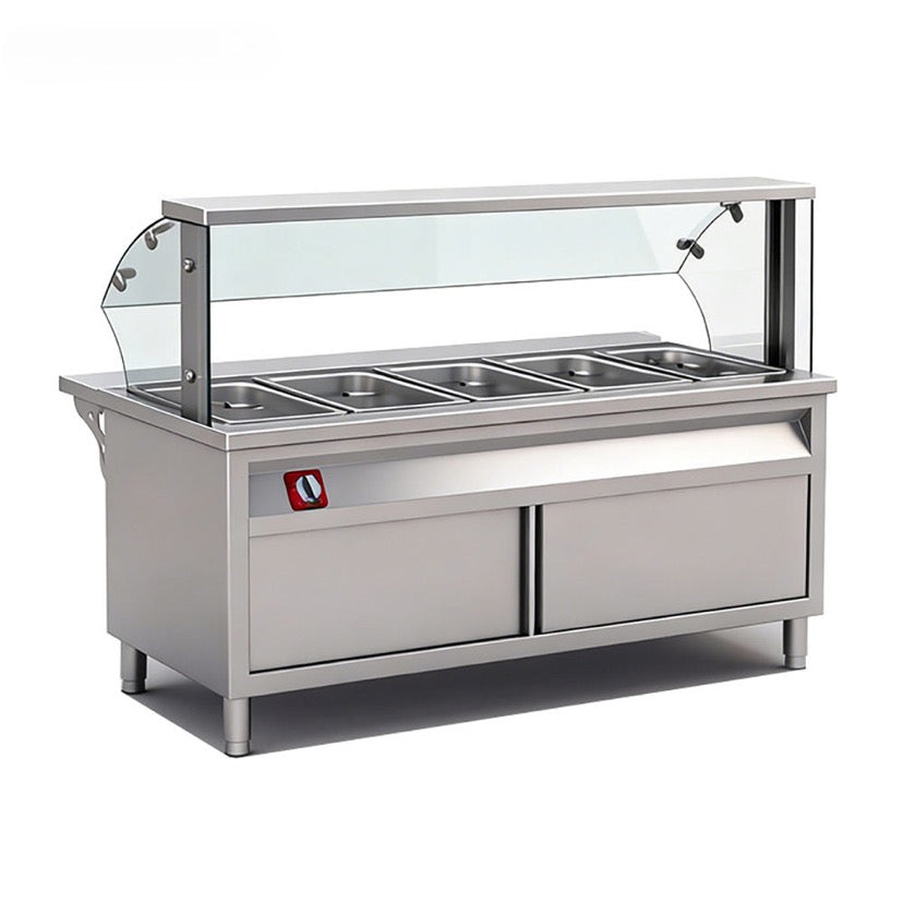 Deluxe Stainless Steel Bain Marie with Glass Display & Cabinet