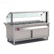 Floor-standing Bain-Marie counter with GN pans and cabinet base