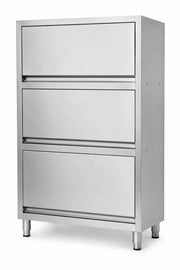 Commercial stainless steel dish cabinet for plate, cup and tray storage in canteens and central kitchens