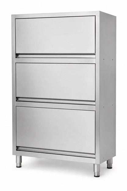 Commercial stainless steel dish cabinet for plate, cup and tray storage in canteens and central kitchens